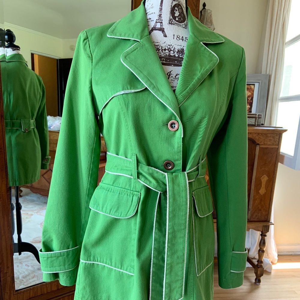 Tulle Green Trench Coat